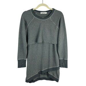 Latched Mama Tunic Shirt Women Medium Gray Long Sleeves BreastFeeding Nursing